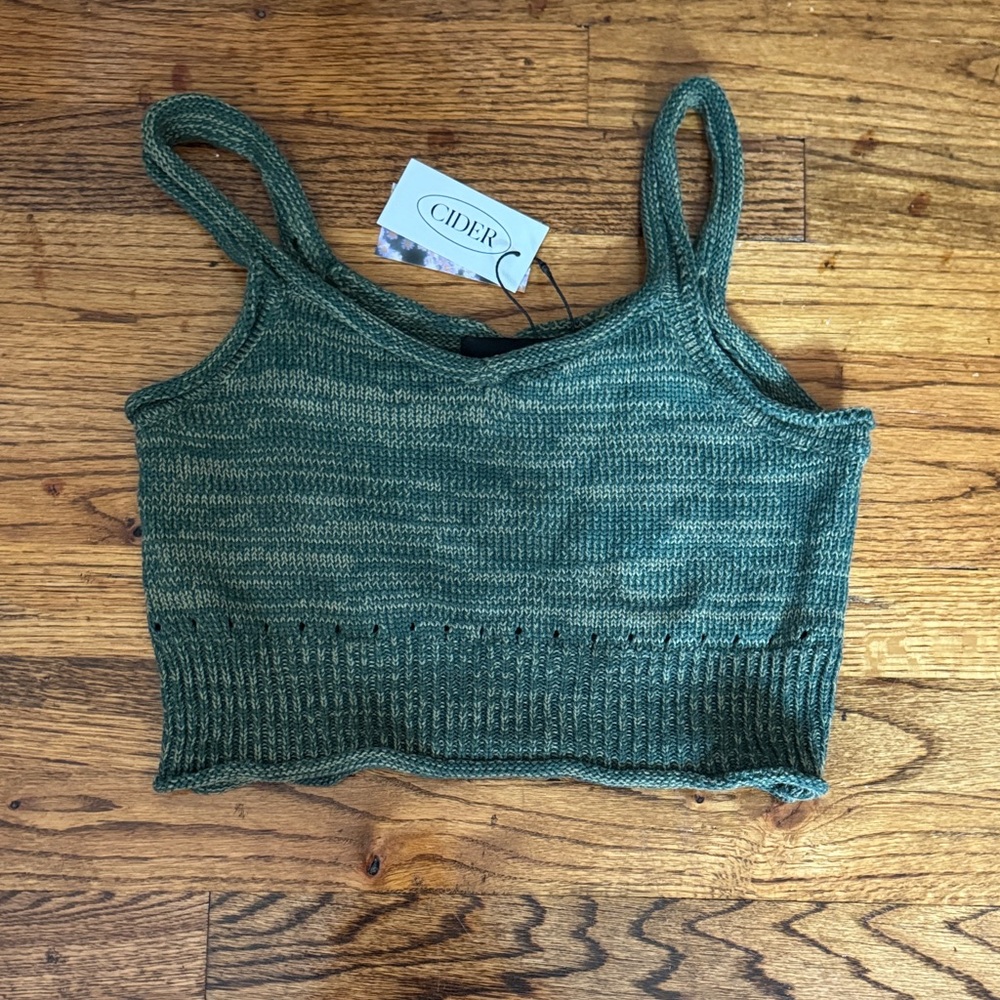 Cider Forest Green Knit Tank Top